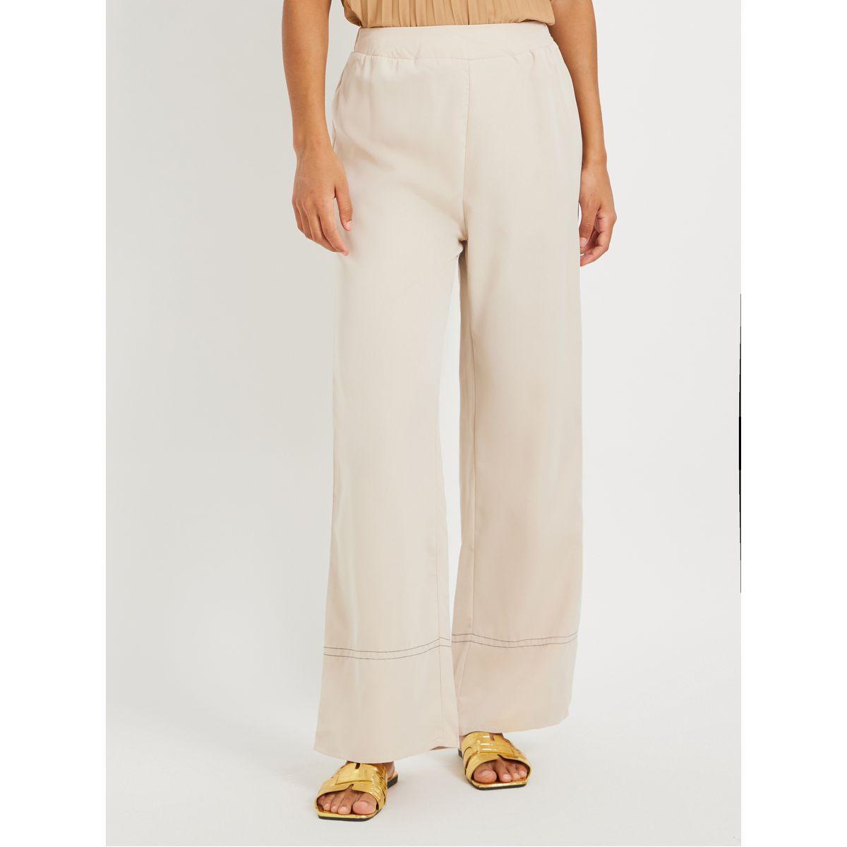 بنطال بتفاصيل درزات مُتباينة مع قصة واسعة-women-clothing-bottoms-trousers-image-2