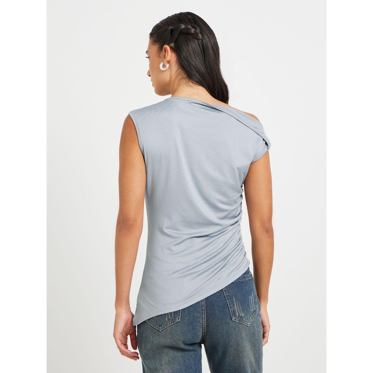 Styli Solid One Shoulder Gathered Detail Blouse-women-clothing-shirtsandblouses-blouses-image-4