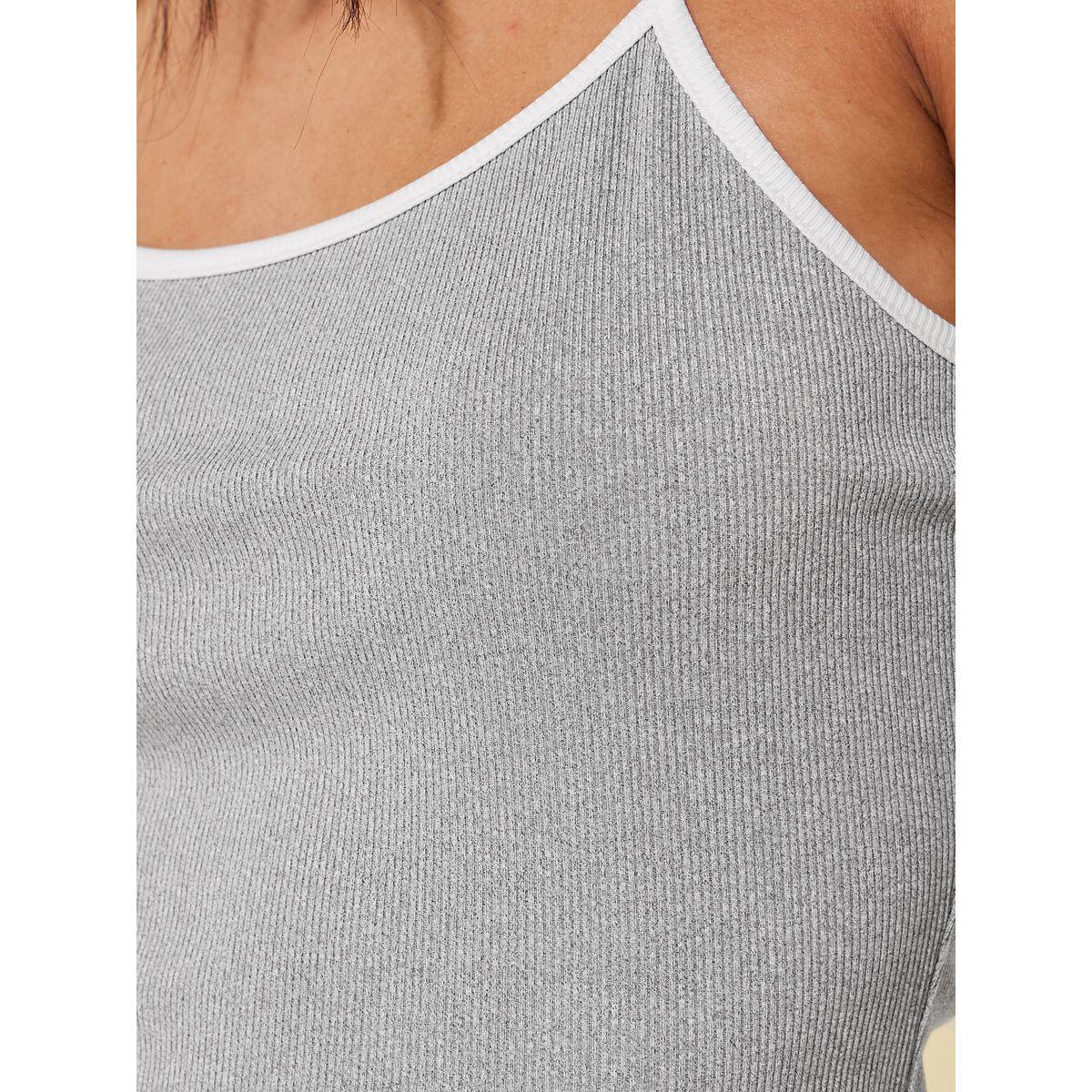 Styli Solid Ribbed Contrast Trim Cami Top-women-clothing-tshirts-image-3