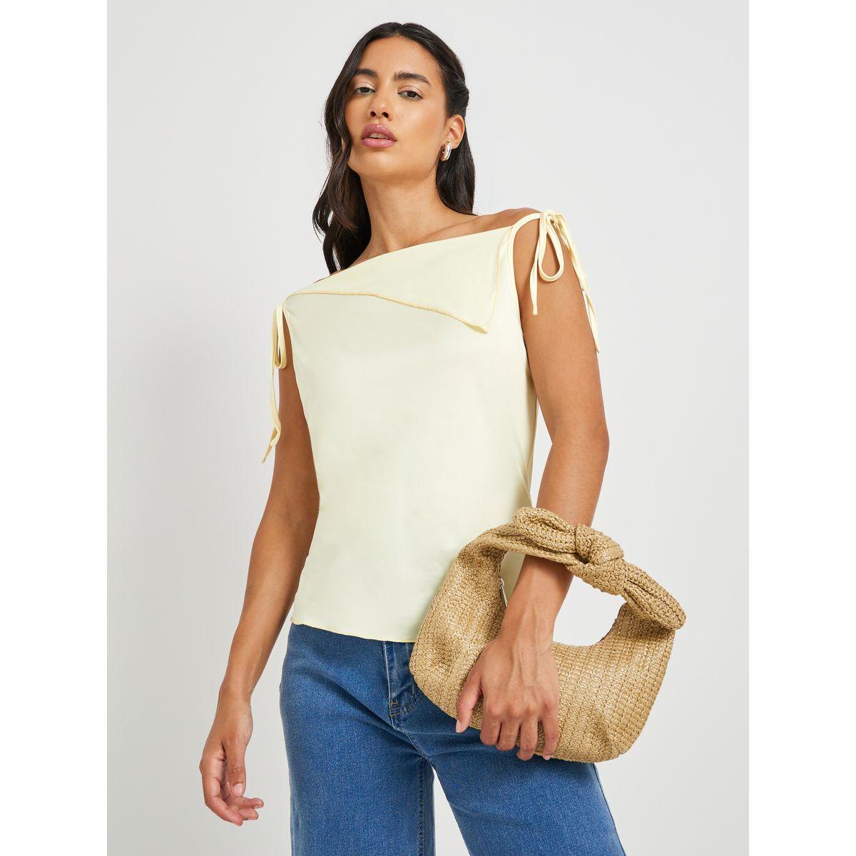 Styli Solid Off-Shoulder Regular Fit Blouse-women-clothing-shirtsandblouses-blouses-image-1