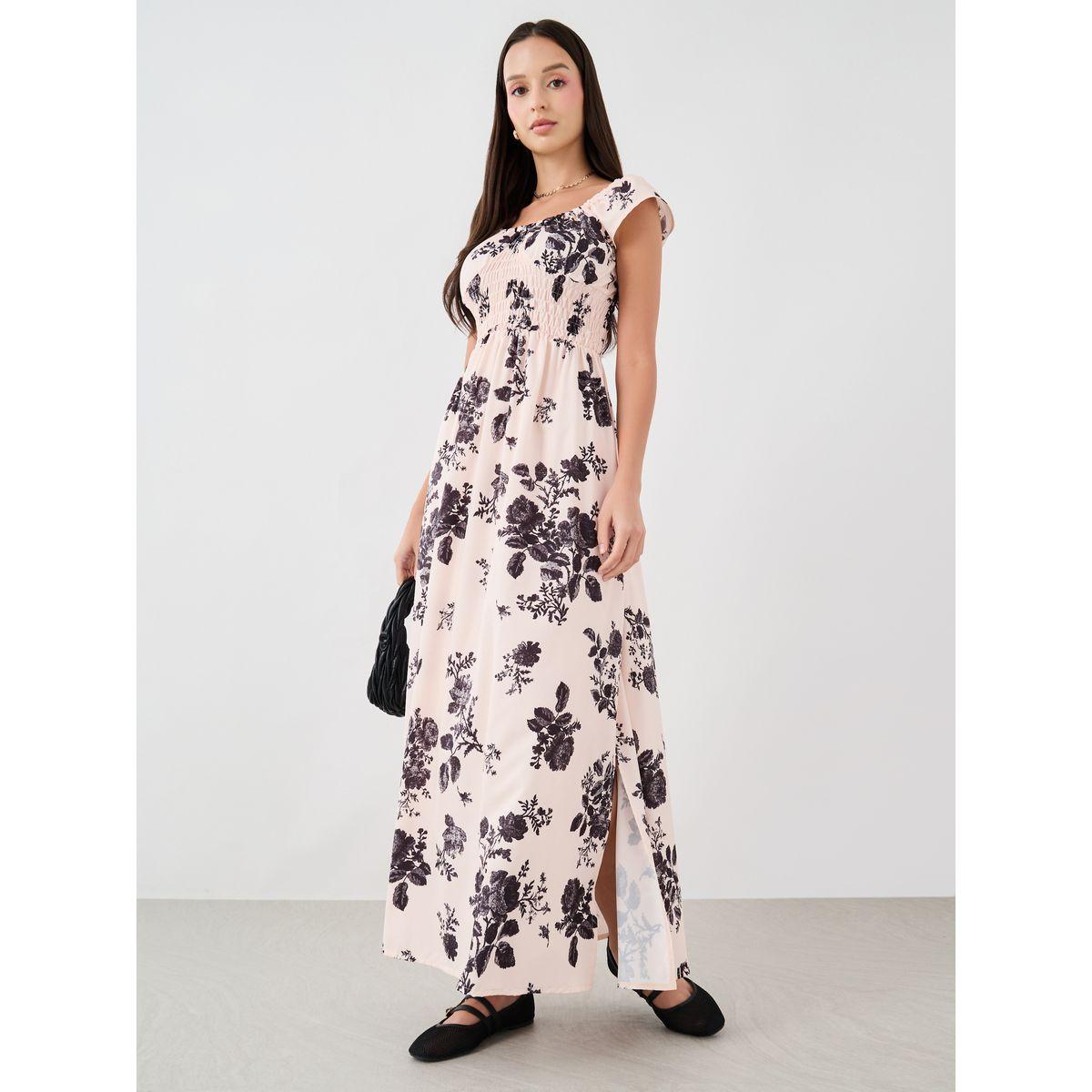 فستان طويل مطبع بطبعة زهور-women-clothing-dresses-image-1