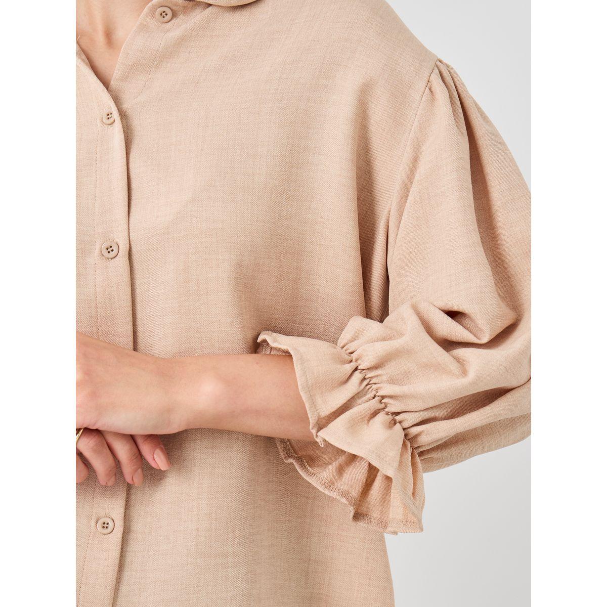 Styli Ruffled Sleeve Buttoned Spread Collar Shirt-women-clothing-shirtsandblouses-shirts-image-4