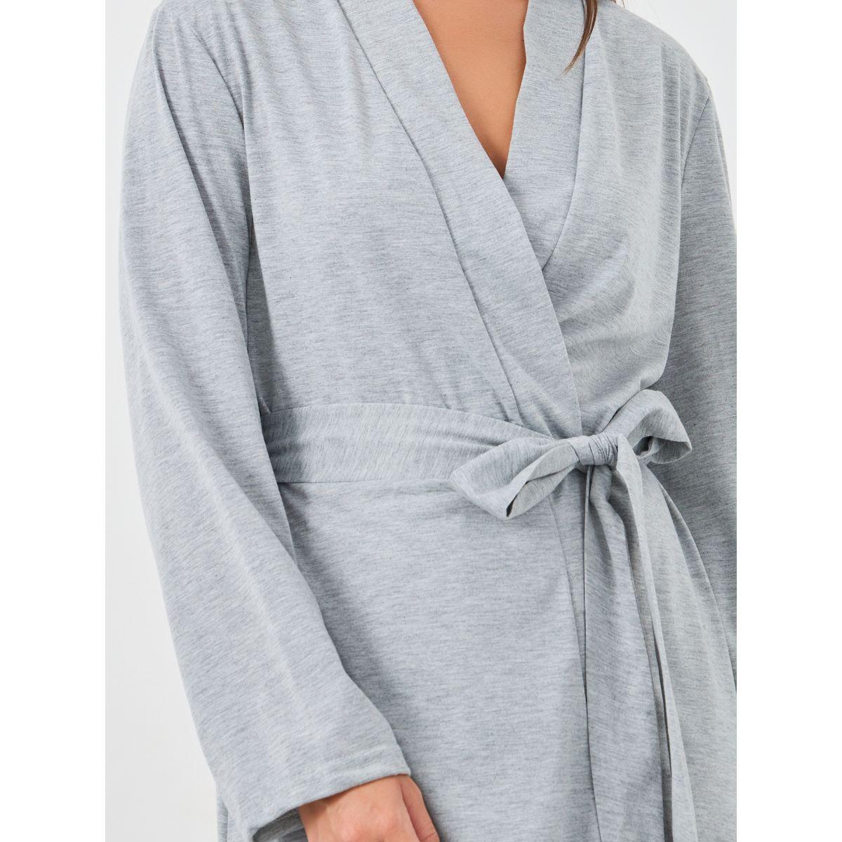 Styli Solid Knee-Length Robe with Waist Tie-women-clothing-nightwear-robes-image-3