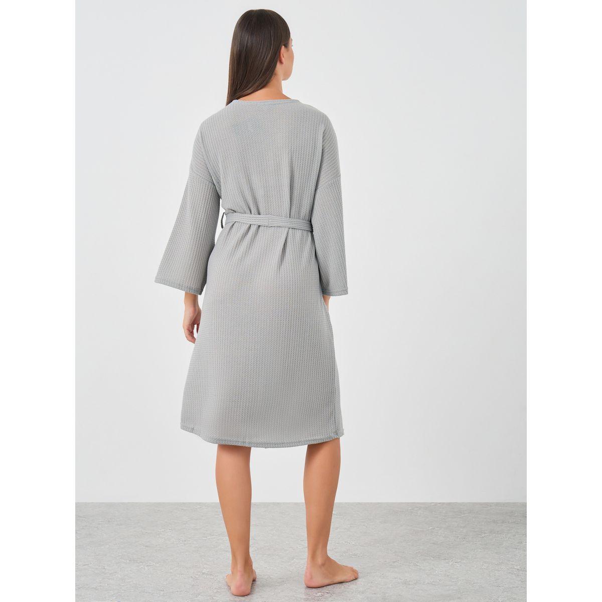 روب محبوك بنمط وافل مع رباط خصر-women-clothing-nightwear-robes-image-4