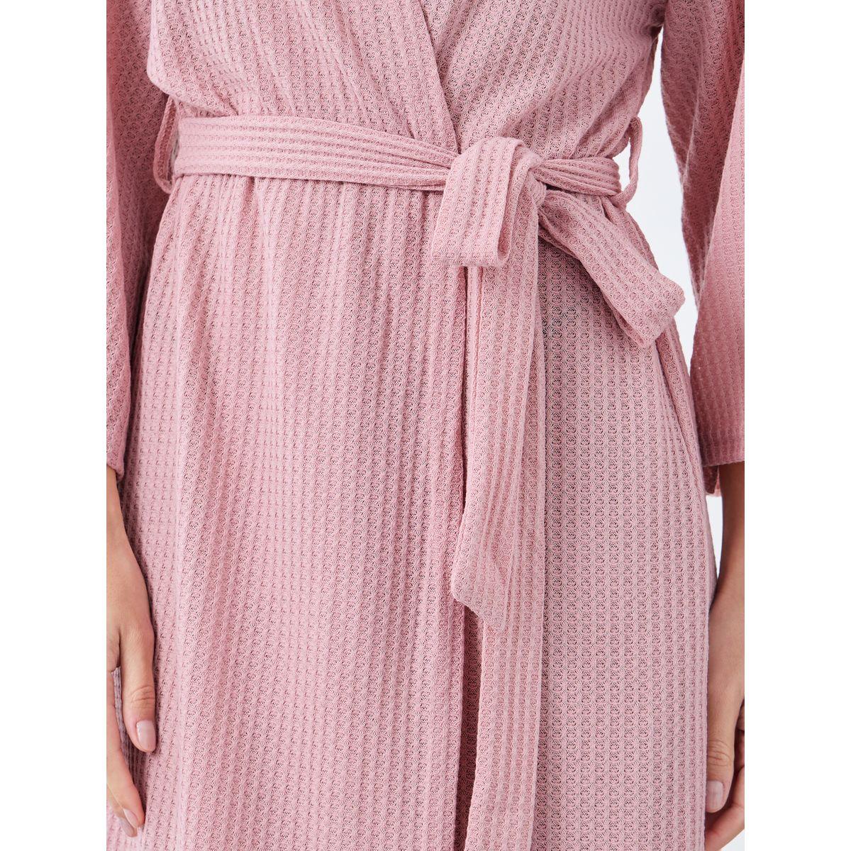روب بتفاصيل بارزة الملمس مع ربطة خصر-women-clothing-nightwear-robes-image-3