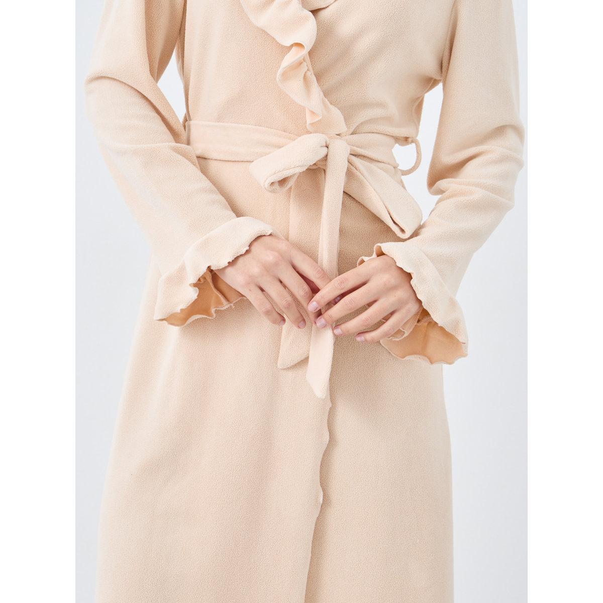 Styli Ruffle Edge Soft Fleece Hooded Robe-women-clothing-nightwear-robes-image-3