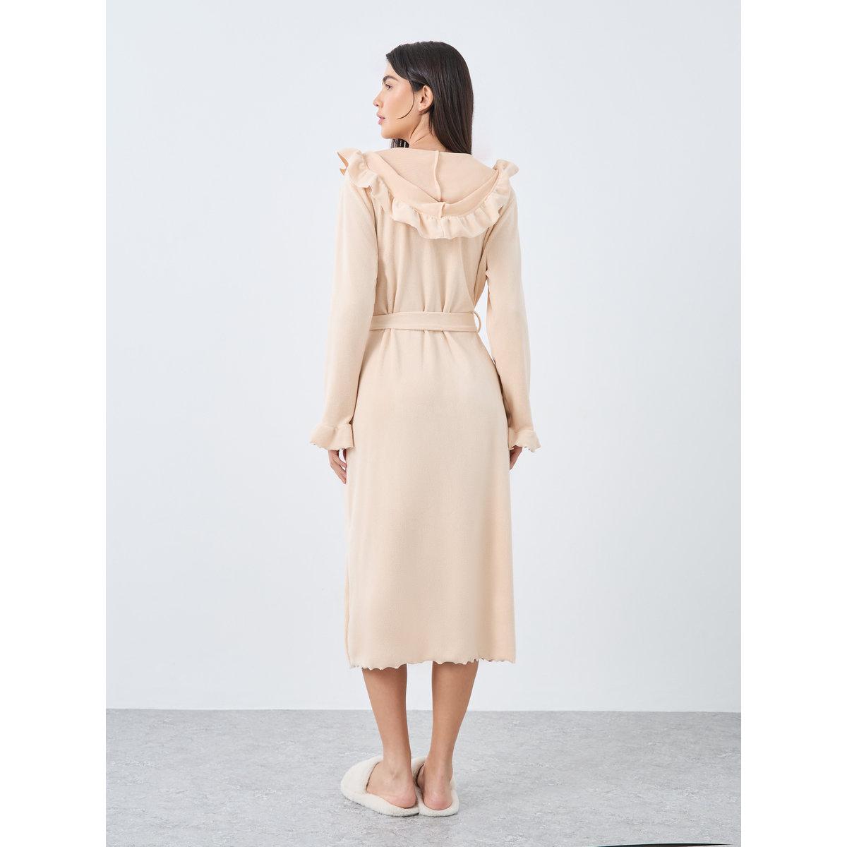 Styli Ruffle Edge Soft Fleece Hooded Robe-women-clothing-nightwear-robes-image-4