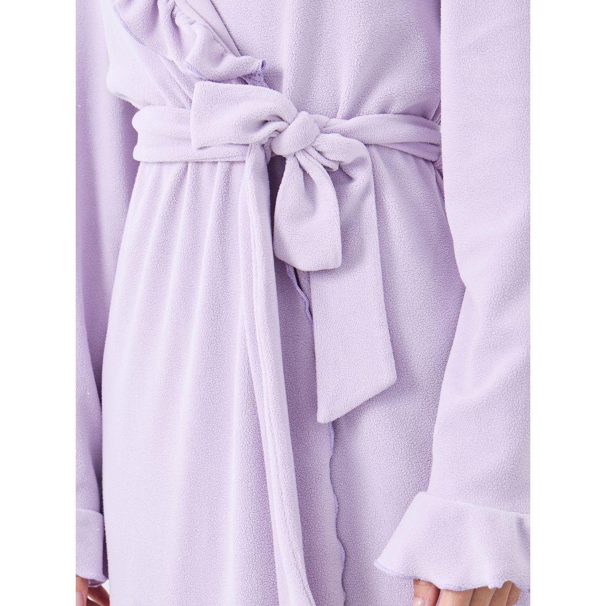 Styli Ruffle Edge Soft Fleece Hooded Robe-women-clothing-nightwear-robes-image-3