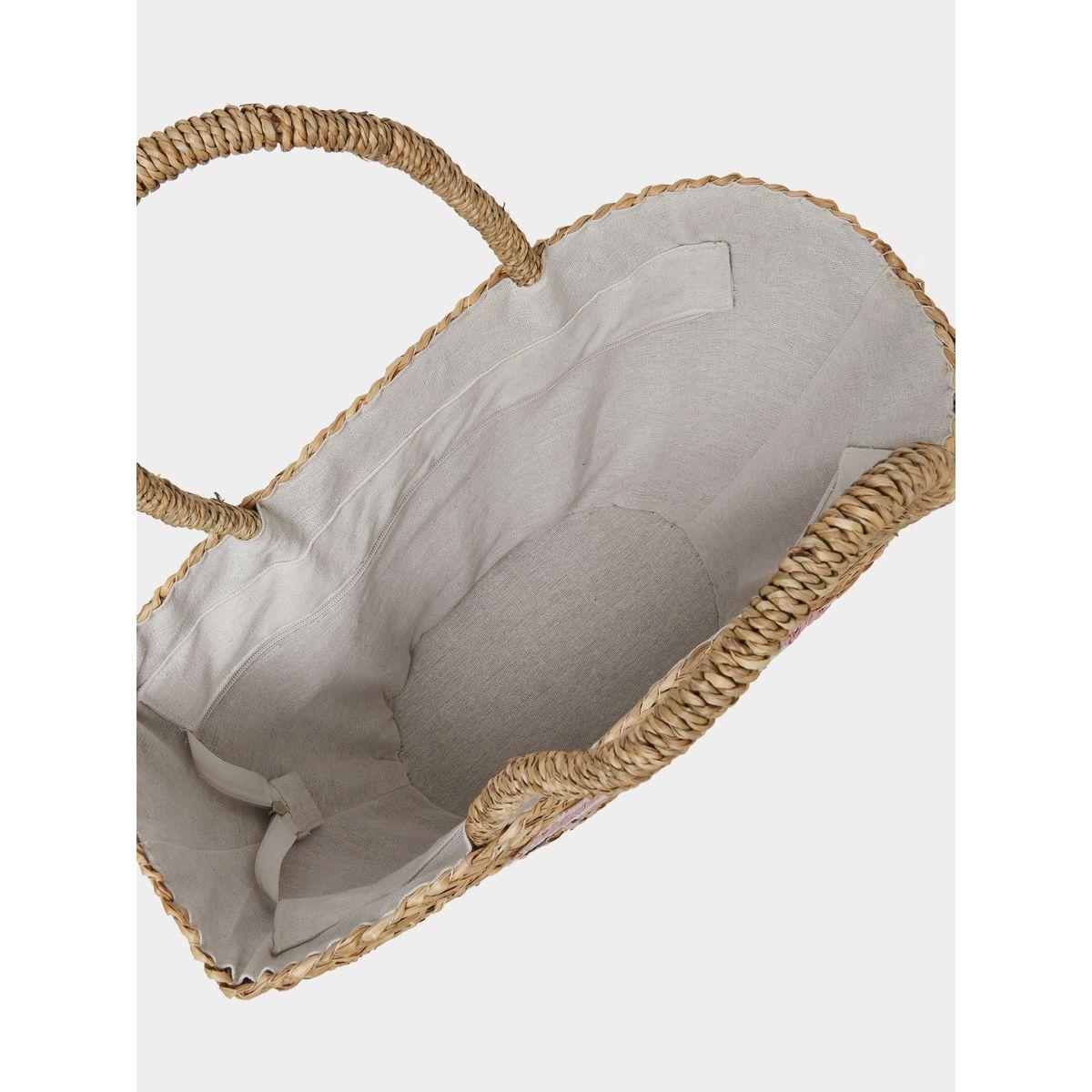Styli Flamingo Embroidered Beach Handbag with Double Top Handles-women-bagsandwallets-handbags-image-4