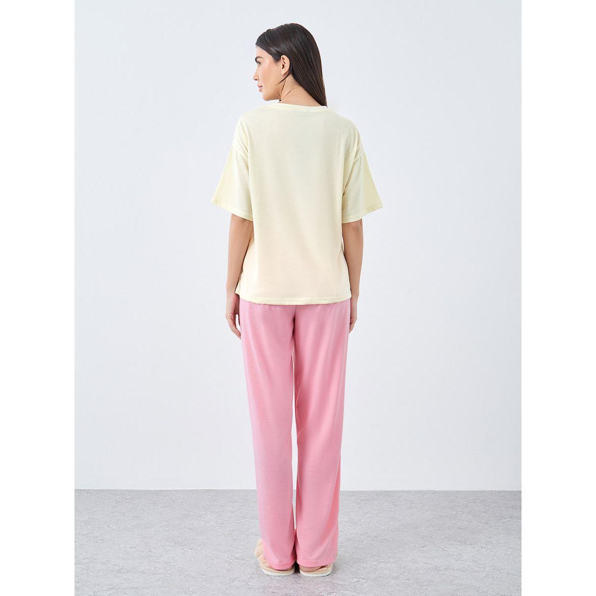 Styli Paris Bow Graphic Drop Shoulder T-Shirt and Pyjama Set-women-clothing-nightwear-pyjamas-longsets-image-5