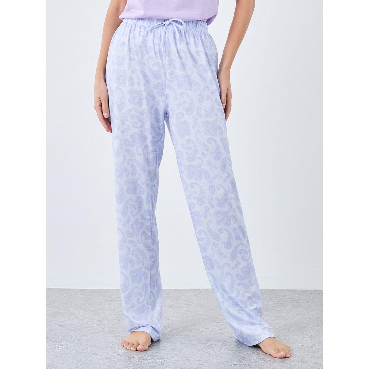 Styli Ruffle Neck Placket Detail Tank and Paisley Print Pyjama Set-women-clothing-nightwear-pyjamas-longsets-image-5