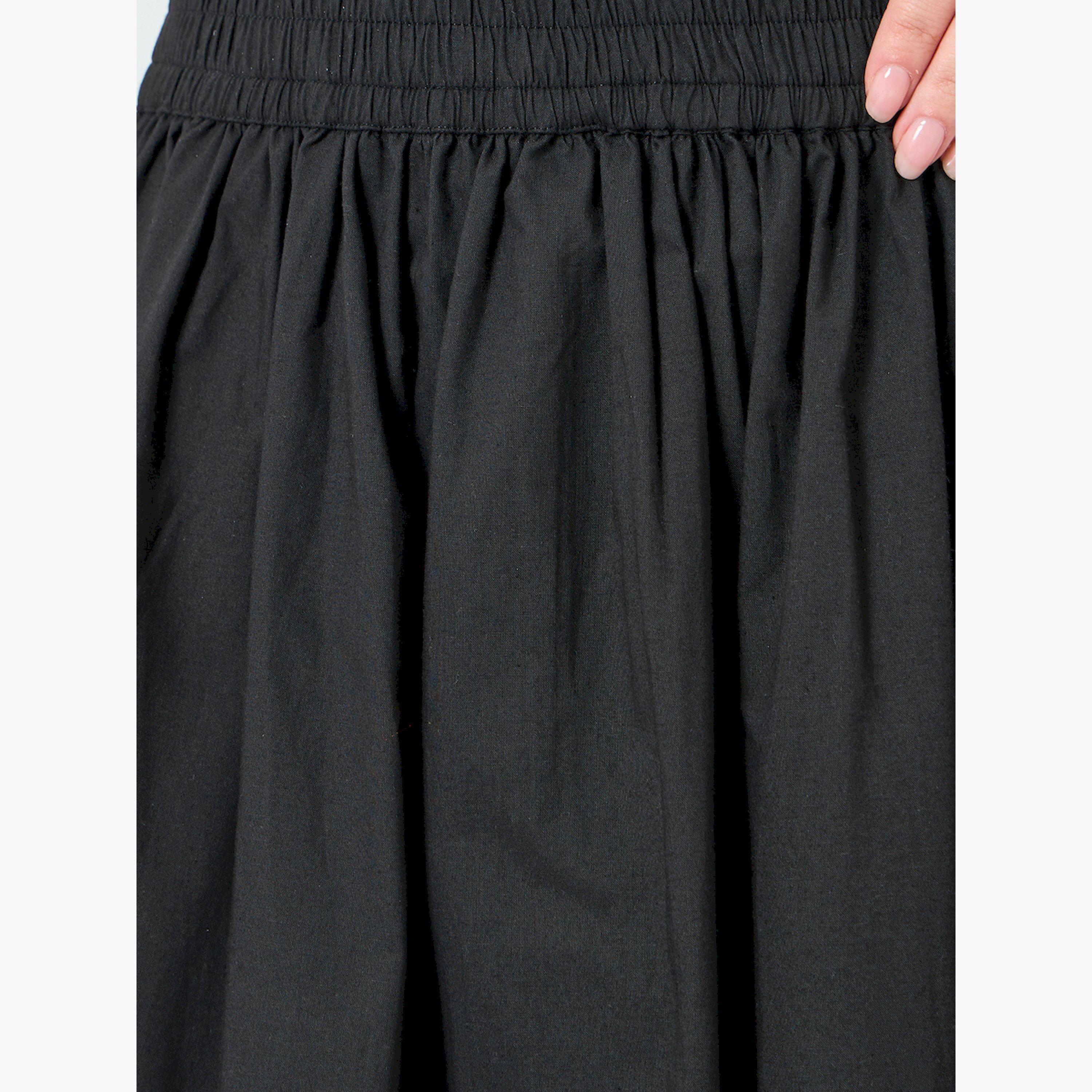 Styli Women Black A-Line Maxi Skirt-women-clothing-bottoms-skirts-image-3