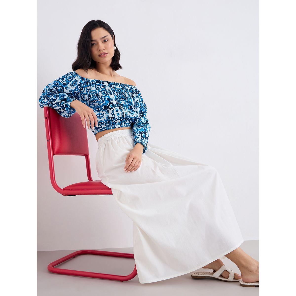 ستايلي - تنورة ماكسي بيضاء اللون مع حزام خصر مطاطي-women-clothing-bottoms-skirts-image-5