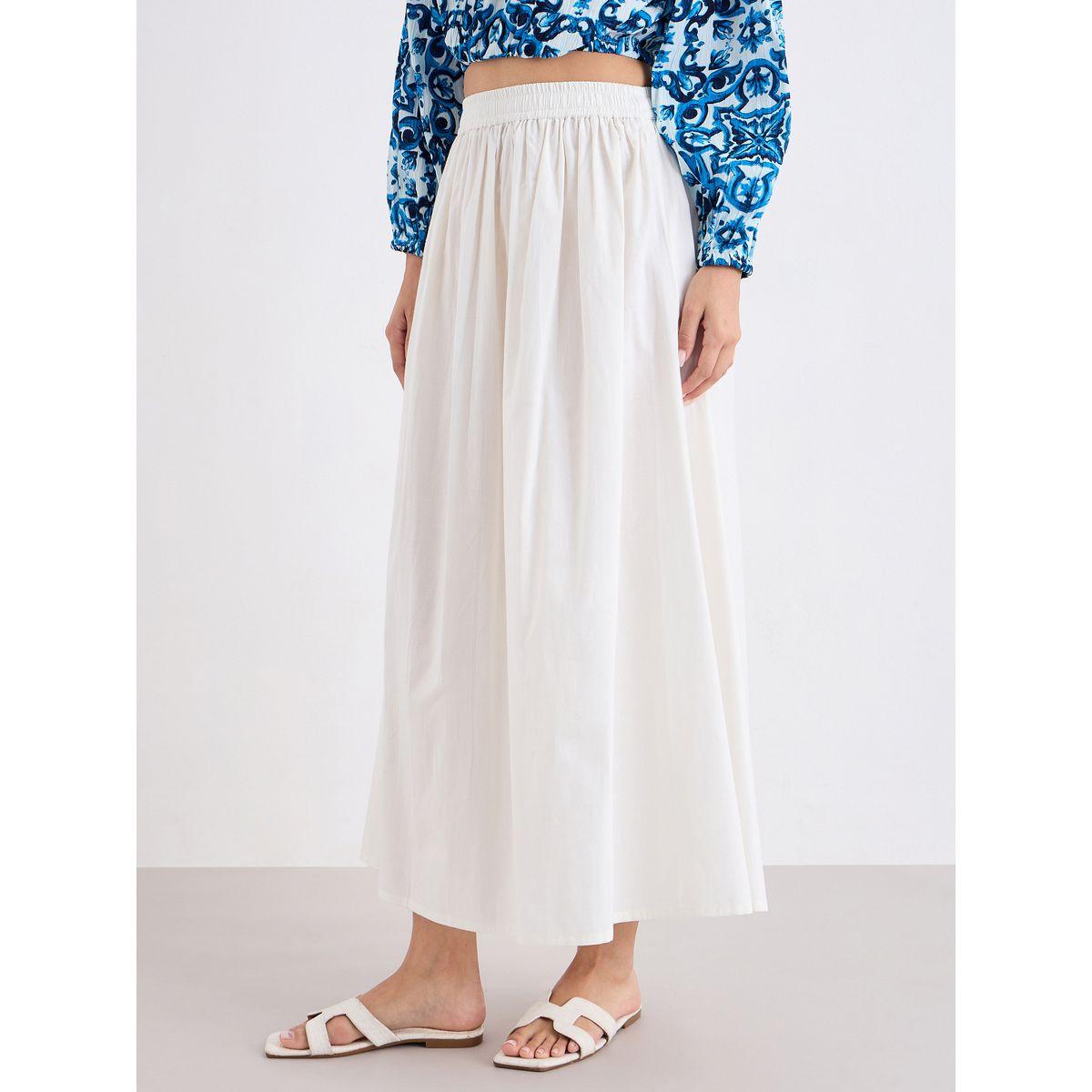 ستايلي - تنورة ماكسي بيضاء اللون مع حزام خصر مطاطي-women-clothing-bottoms-skirts-image-6