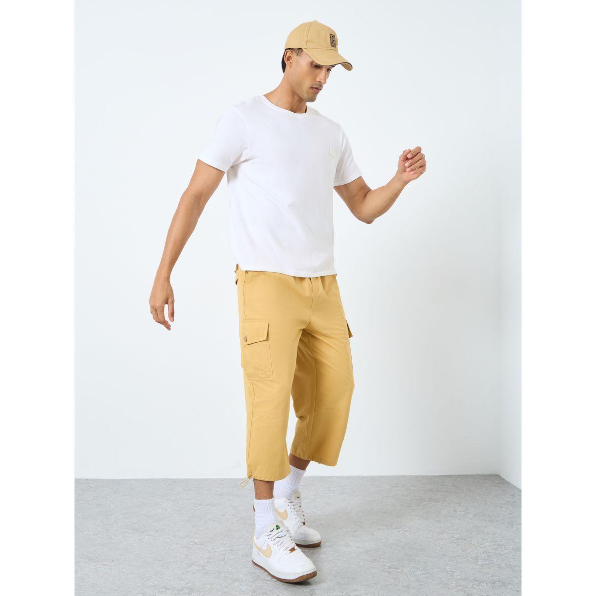 Styli Men Beige Regular Fit 3/4 Shorts with Pockets-men-clothing-bottoms-shorts-image-2
