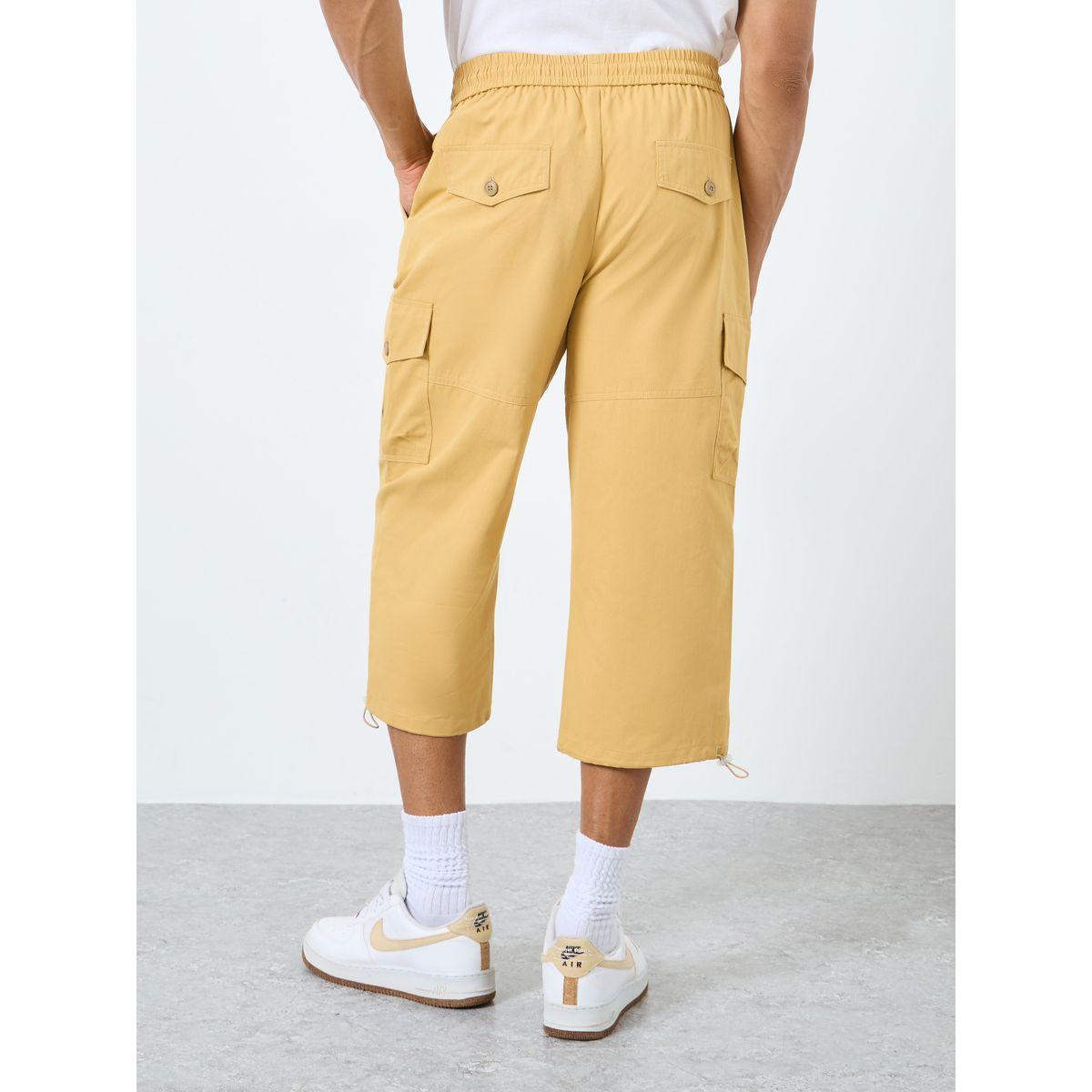 Styli Men Beige Regular Fit 3/4 Shorts with Pockets-men-clothing-bottoms-shorts-image-4
