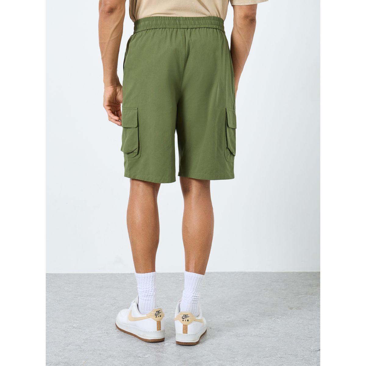 Styli Men Olive Relaxed Fit Cargo Shorts-men-clothing-bottoms-shorts-image-4
