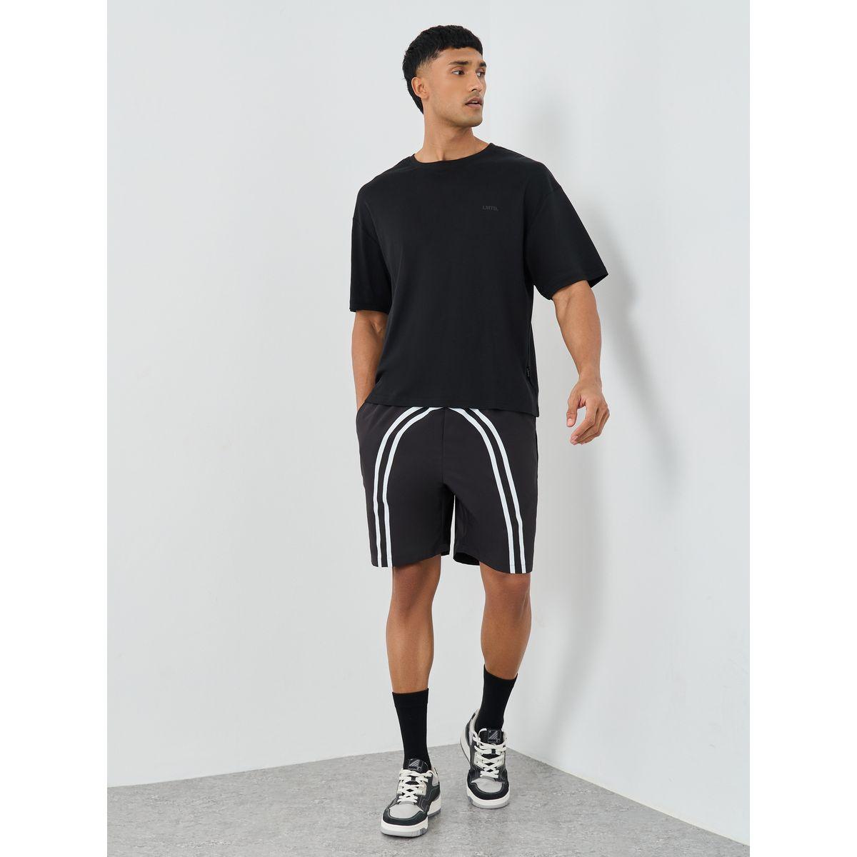Styli Men Black Regular Fit Striped Shorts-men-clothing-bottoms-shorts-image-2