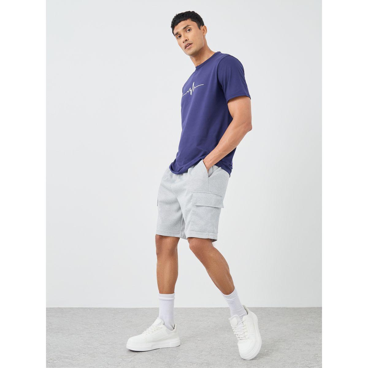 Styli Men Grey Relaxed Fit Solid Cargo Shorts-men-clothing-bottoms-shorts-image-2