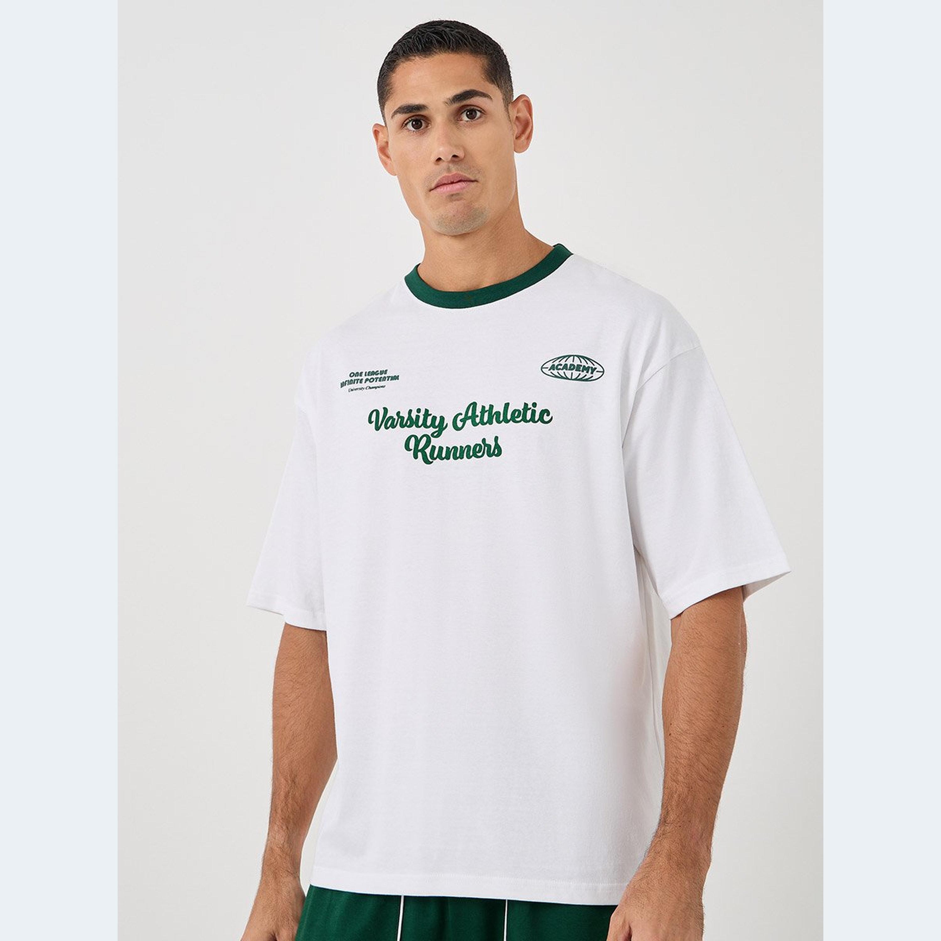 Styli Mock Neck Oversized T-Shirt and Piping Detail Shorts Co-Ords-men-clothing-coordsets-image-2