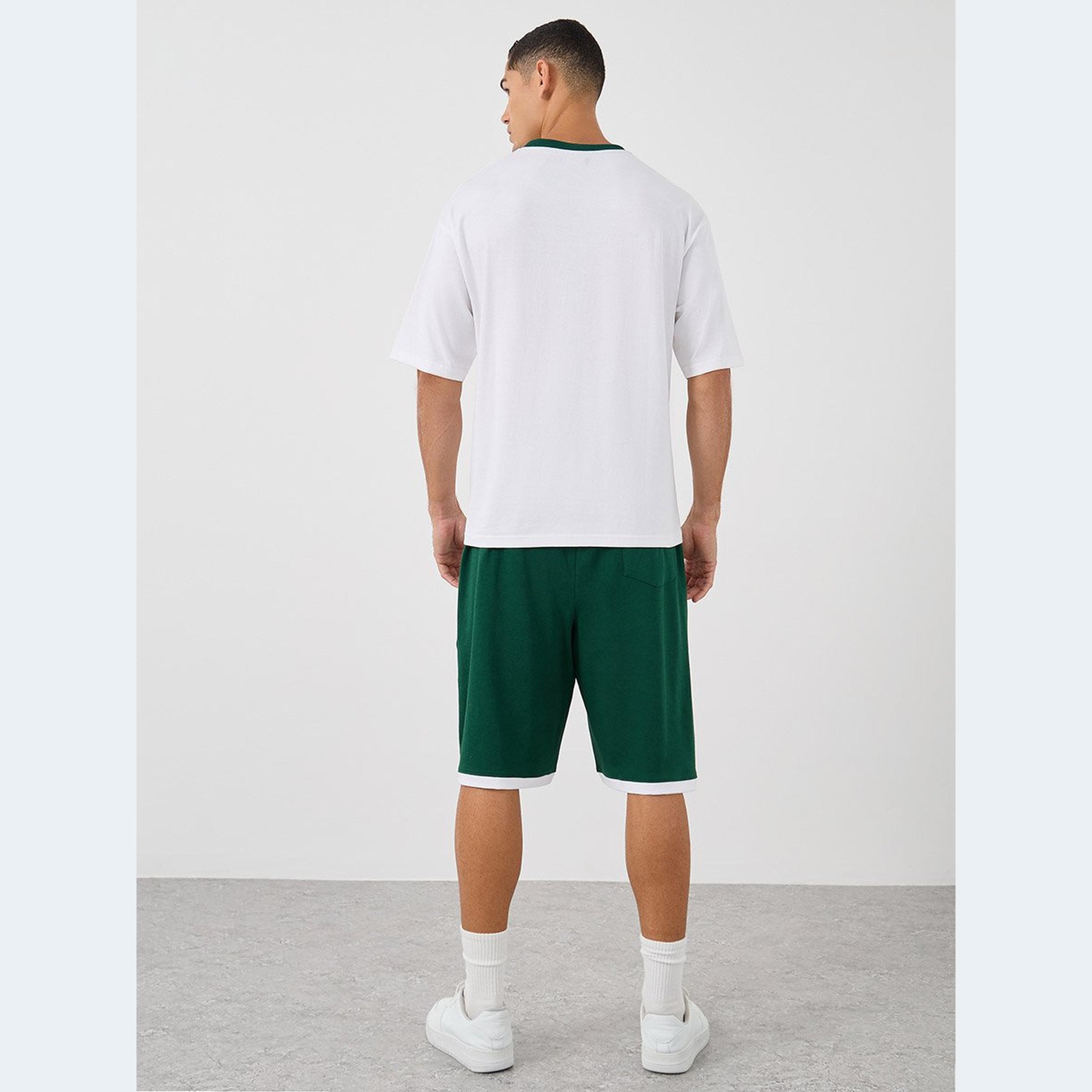 Styli Mock Neck Oversized T-Shirt and Piping Detail Shorts Co-Ords-men-clothing-coordsets-image-5
