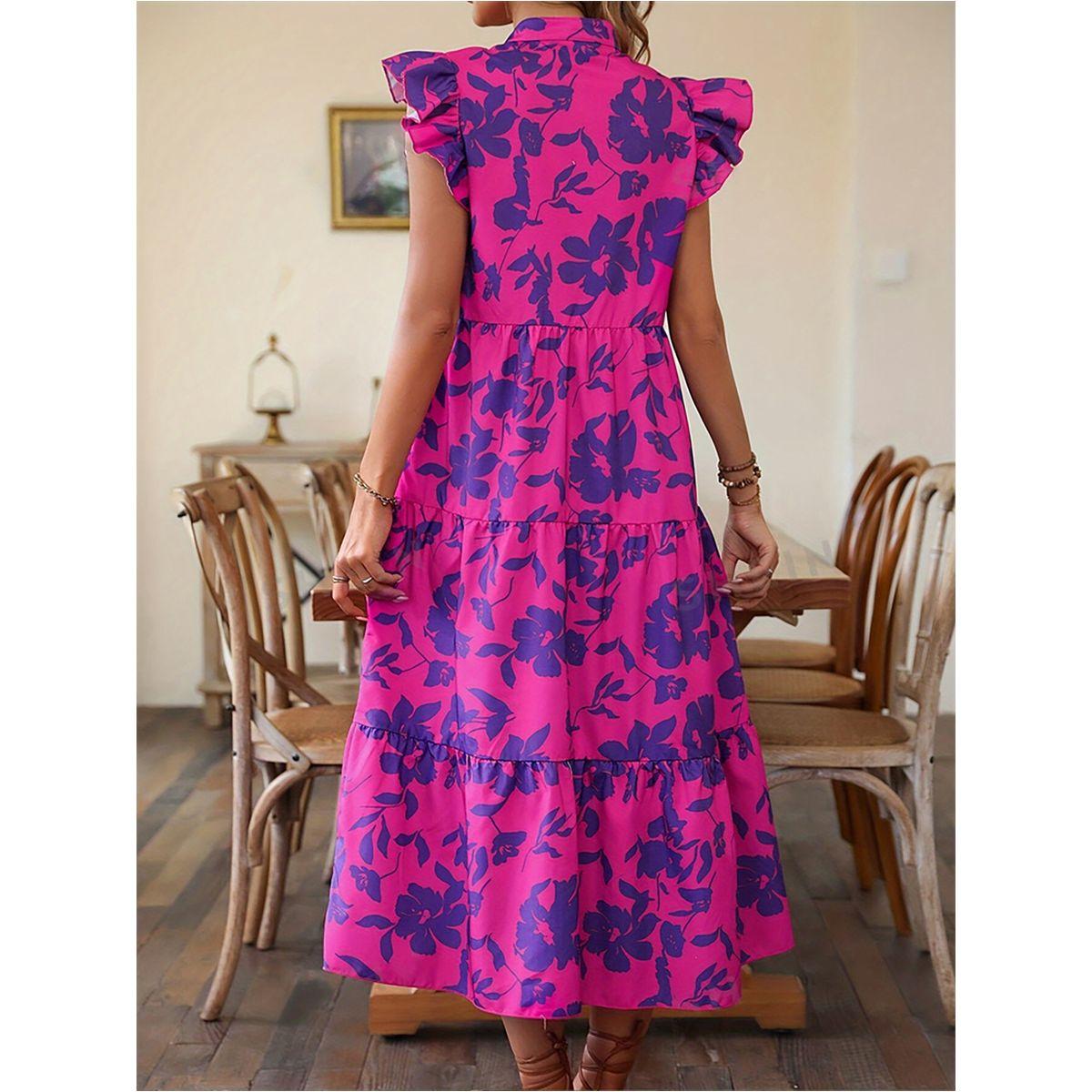 Styli Floral Print Ruffled Sleeve Tiered Midi Dress-women-clothing-dresses-image-3