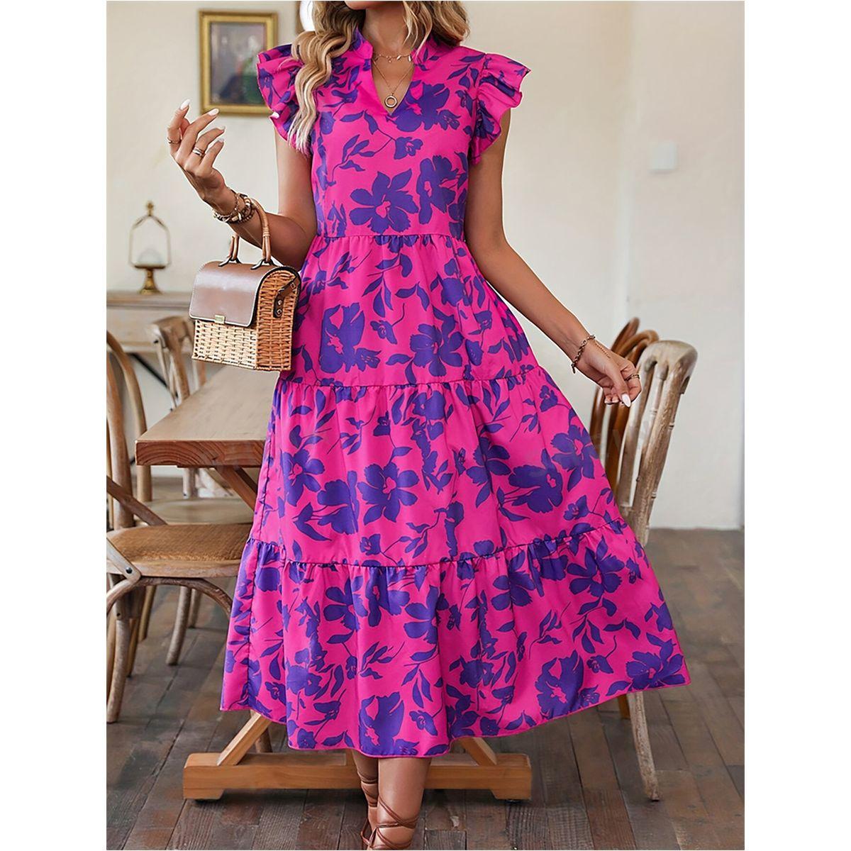 Styli Floral Print Ruffled Sleeve Tiered Midi Dress-women-clothing-dresses-image-5
