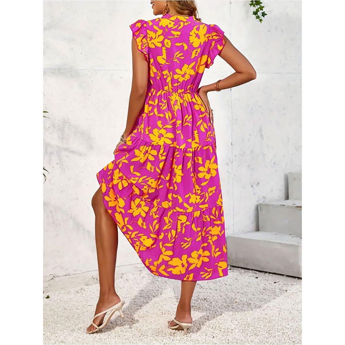 Styli Floral Print Ruffled Sleeve Tiered Midi Dress-women-clothing-dresses-image-3