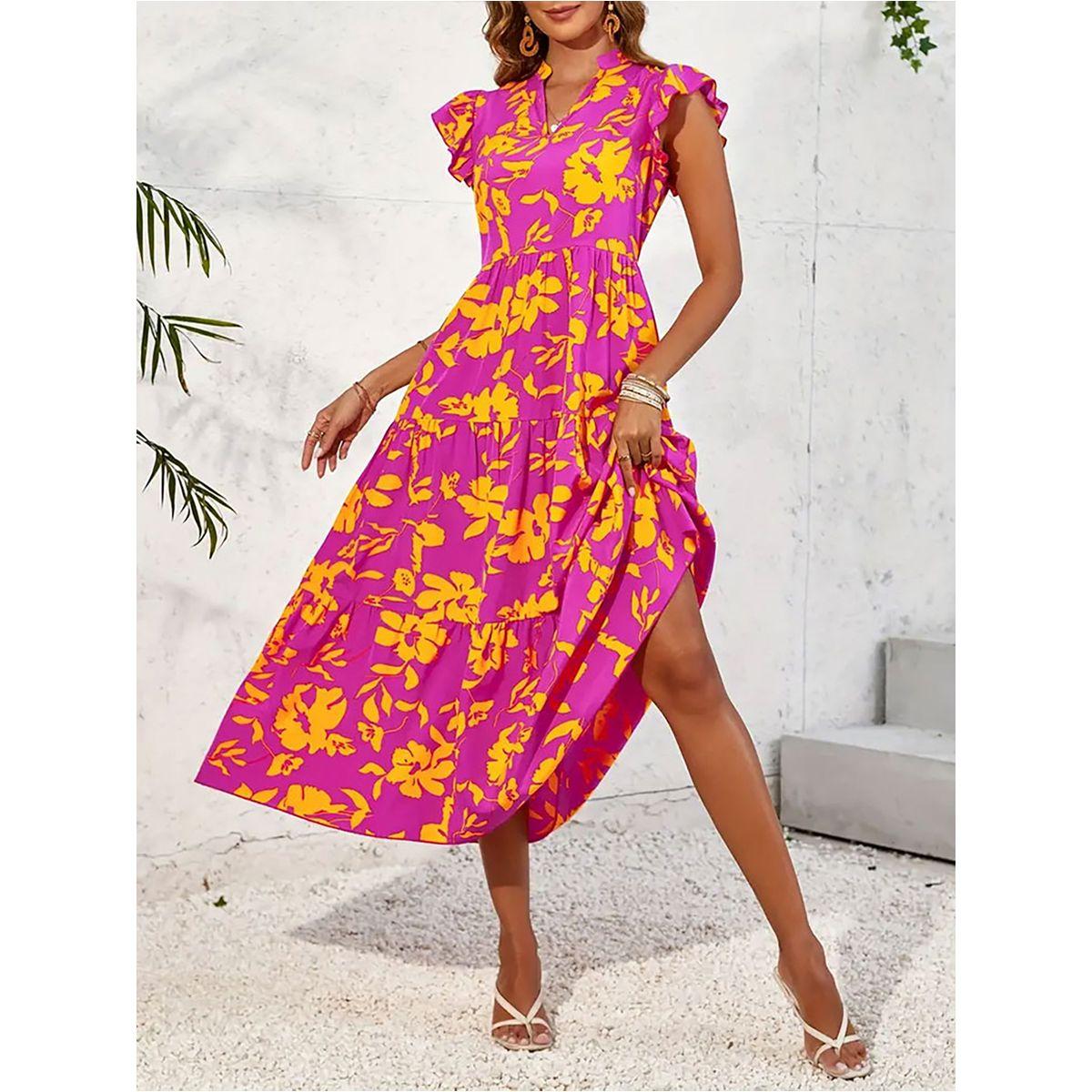 Styli Floral Print Ruffled Sleeve Tiered Midi Dress-women-clothing-dresses-image-4