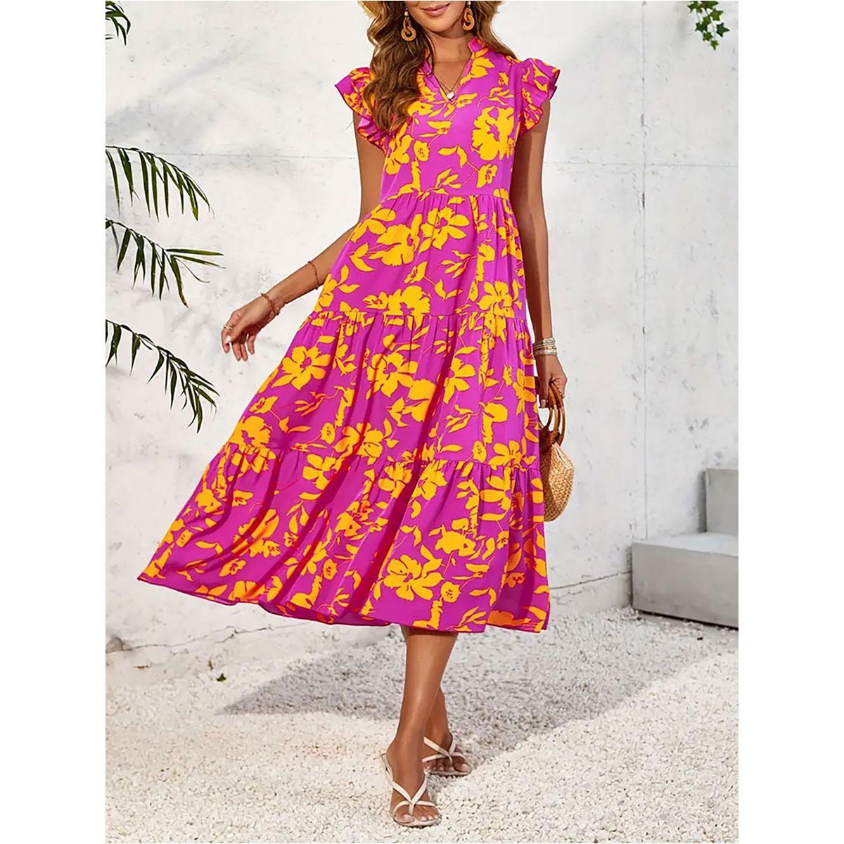 Styli Floral Print Ruffled Sleeve Tiered Midi Dress-women-clothing-dresses-image-5