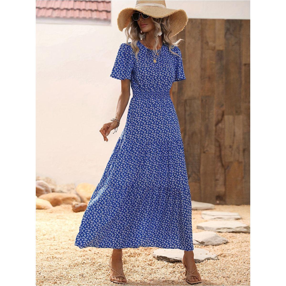 Styli All-Over Print Round Neck Midi Dress-women-clothing-dresses-image-1