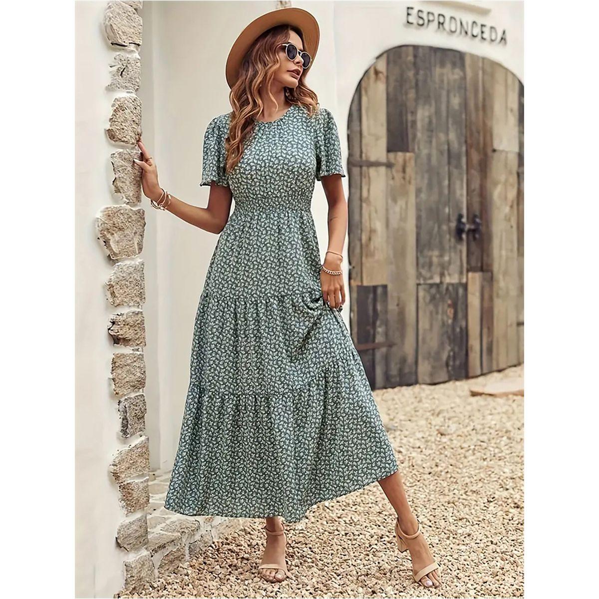فستان ميدي مطبع بالكامل مع ياقة دائرية-women-clothing-dresses-image-4
