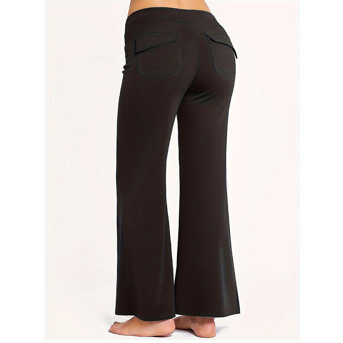 بنطال سادة بحافة واسعة وخصر متوسط-women-clothing-bottoms-trousers-image-2