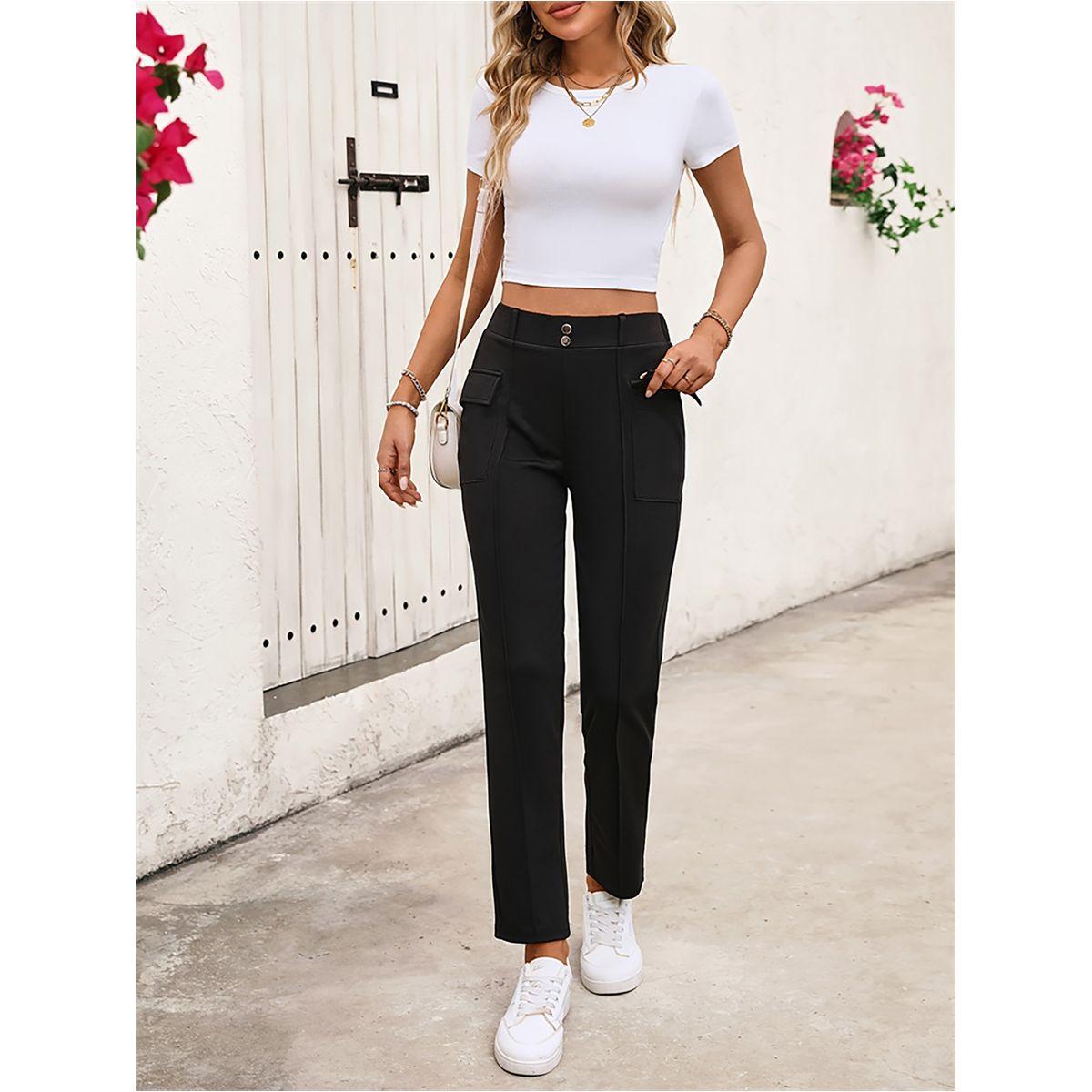 Styli Solid Mid Rise Slim Fit Pants-women-clothing-bottoms-trousers-image-1