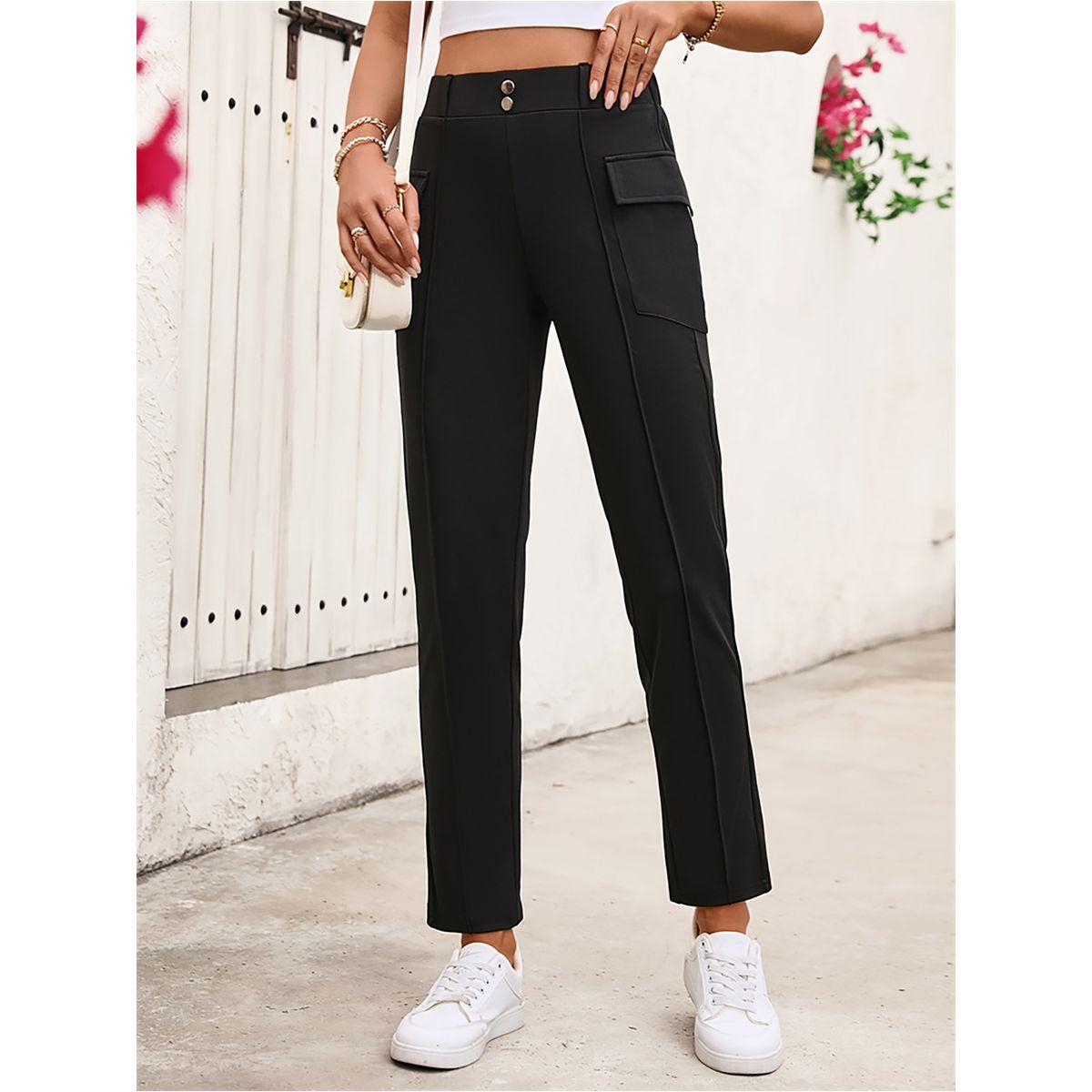 Styli Solid Mid Rise Slim Fit Pants-women-clothing-bottoms-trousers-image-2