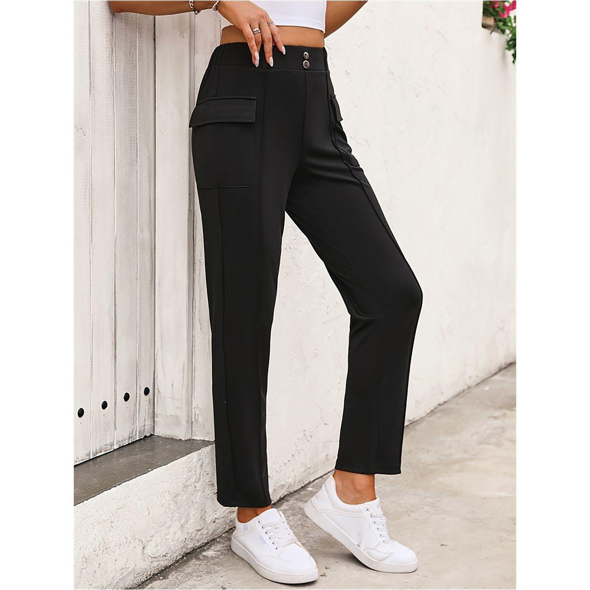 بنطال سادة بقصة سليم فت وخصر متوسط-women-clothing-bottoms-trousers-image-2