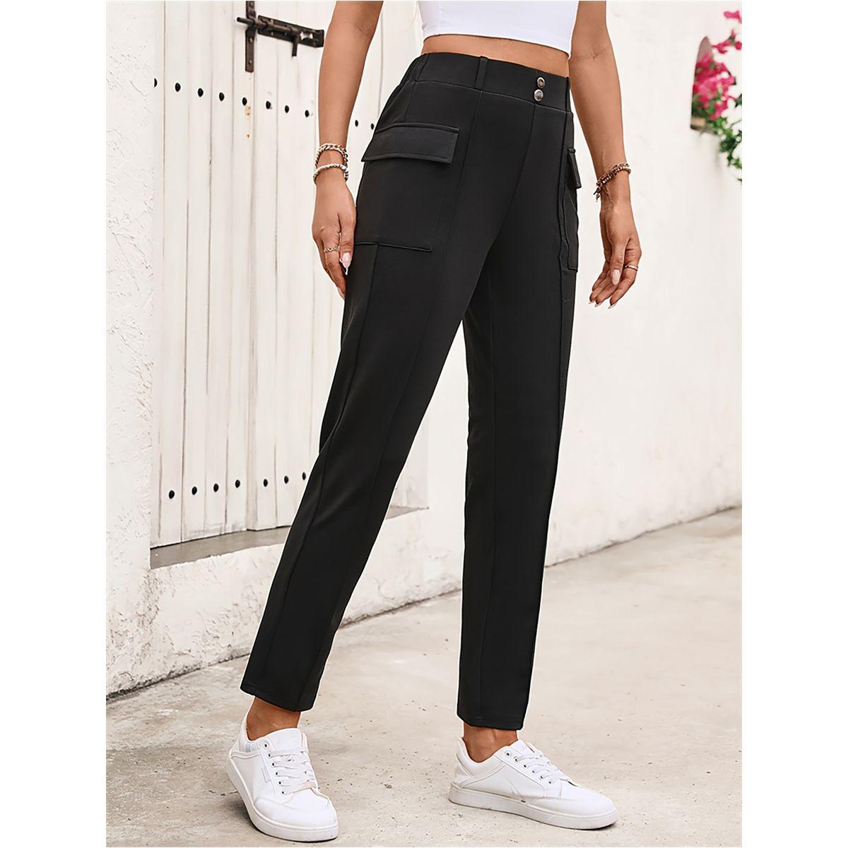 بنطال سادة بقصة سليم فت وخصر متوسط-women-clothing-bottoms-trousers-image-1