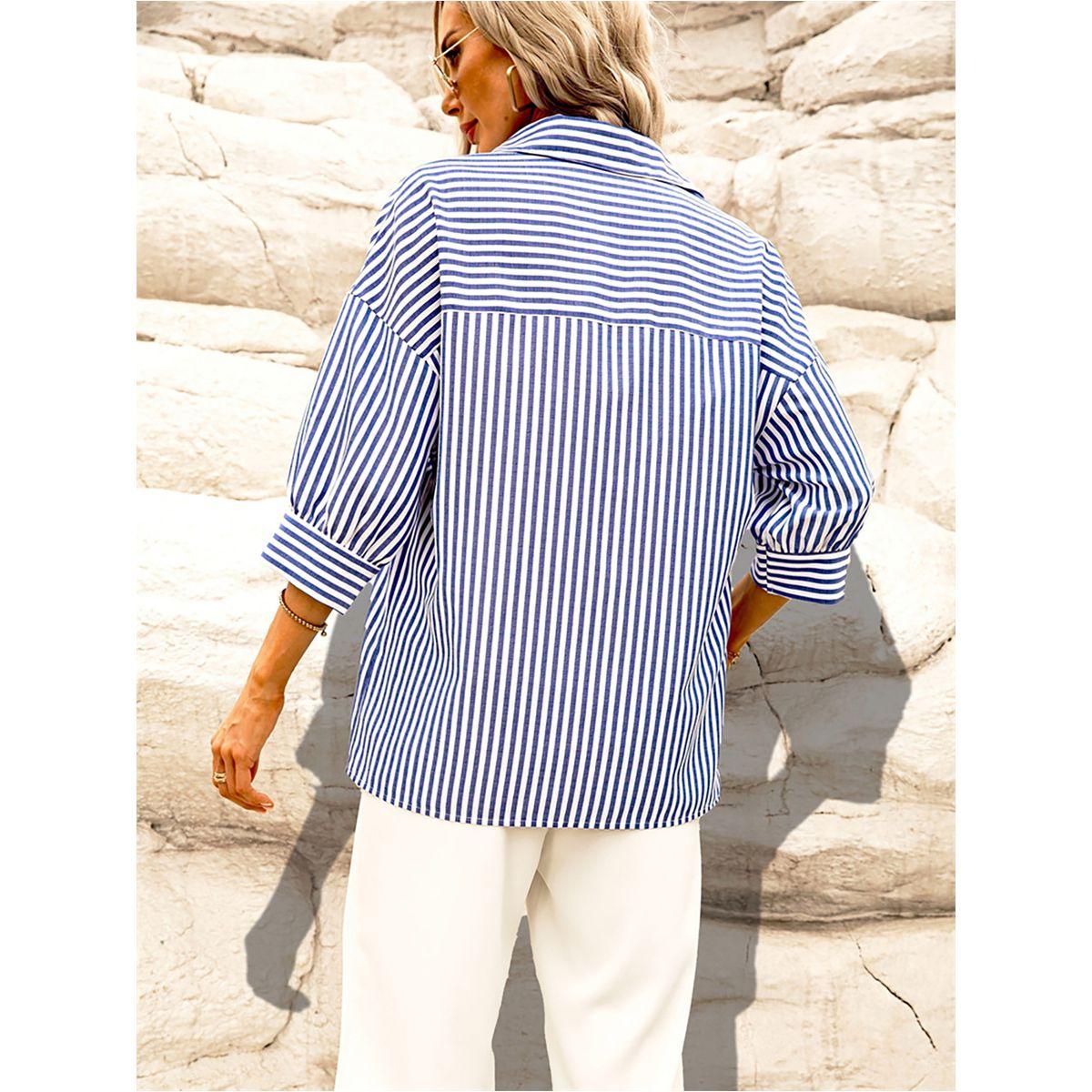 Styli Striped Button Up Spread Collar Shirt-women-clothing-shirtsandblouses-shirts-image-6