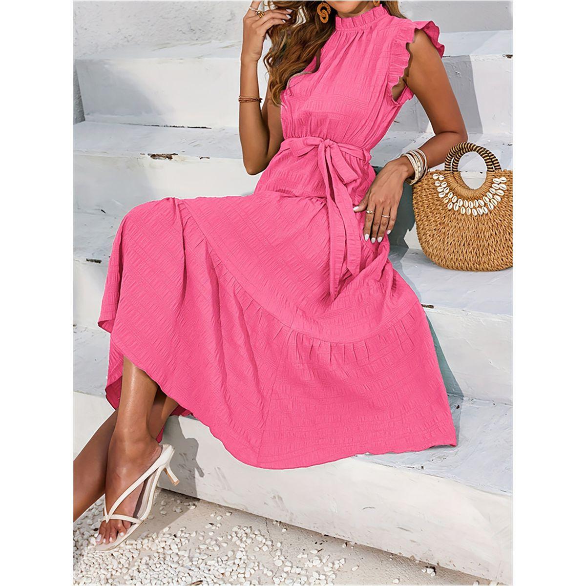 فستان ميدي بلا أكمام وتفاصيل كشكش-women-clothing-dresses-image-2