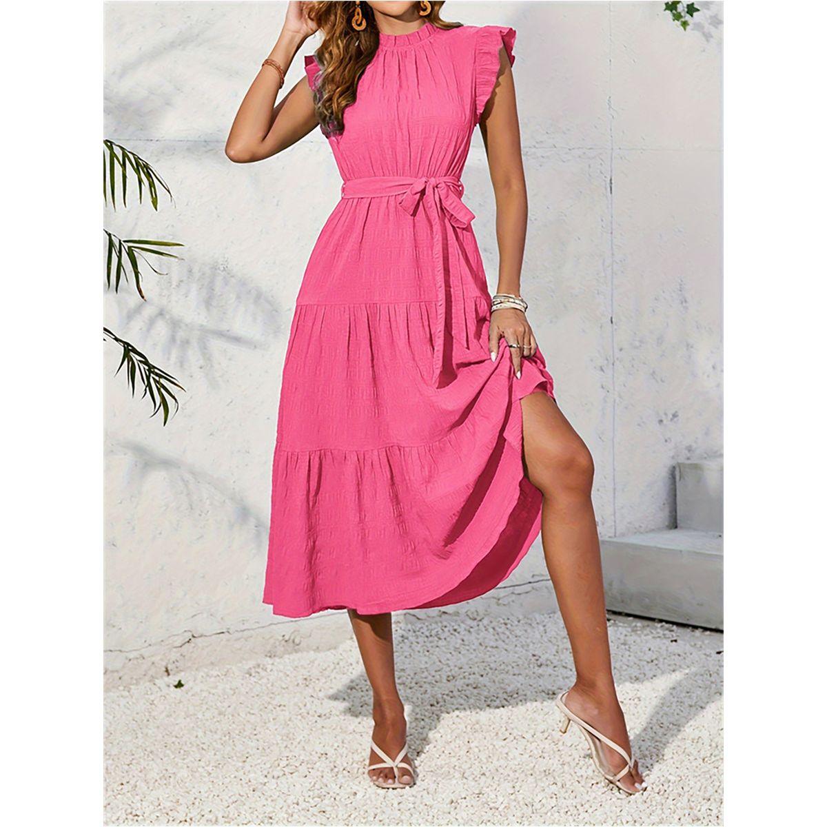 فستان ميدي بلا أكمام وتفاصيل كشكش-women-clothing-dresses-image-3
