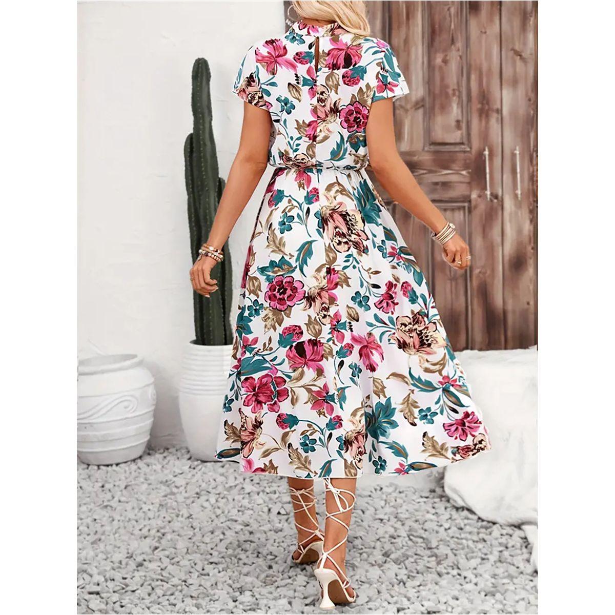 فستان ميدي بطبعة زهور وأكمام قصيرة-women-clothing-dresses-image-3