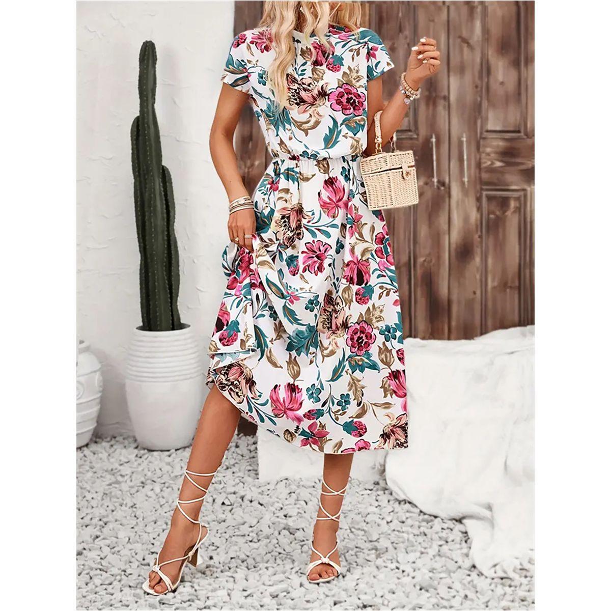 فستان ميدي بطبعة زهور وأكمام قصيرة-women-clothing-dresses-image-4