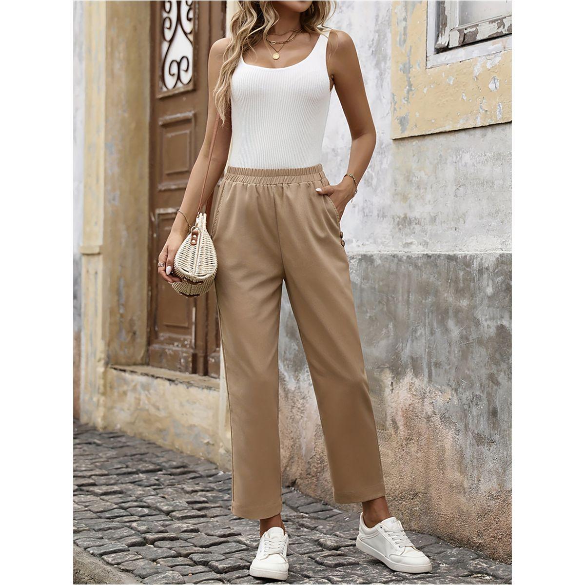 Styli Solid Elastic Waist Loose Fit Pants-women-clothing-bottoms-trousers-image-1