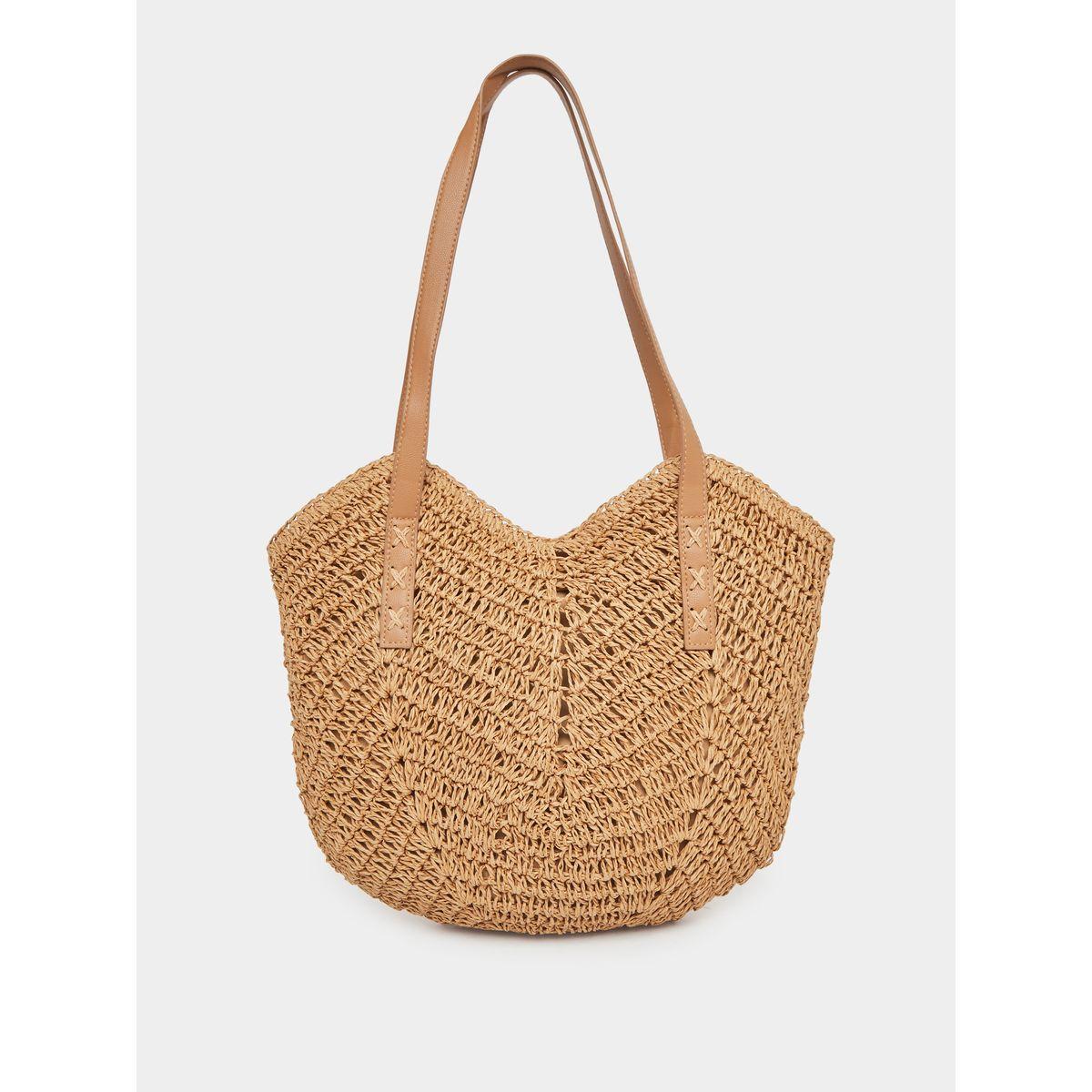 Styli Braided Straw Beach Shoulder Bag with Zip Closure-women-bagsandwallets-handbags-image-2