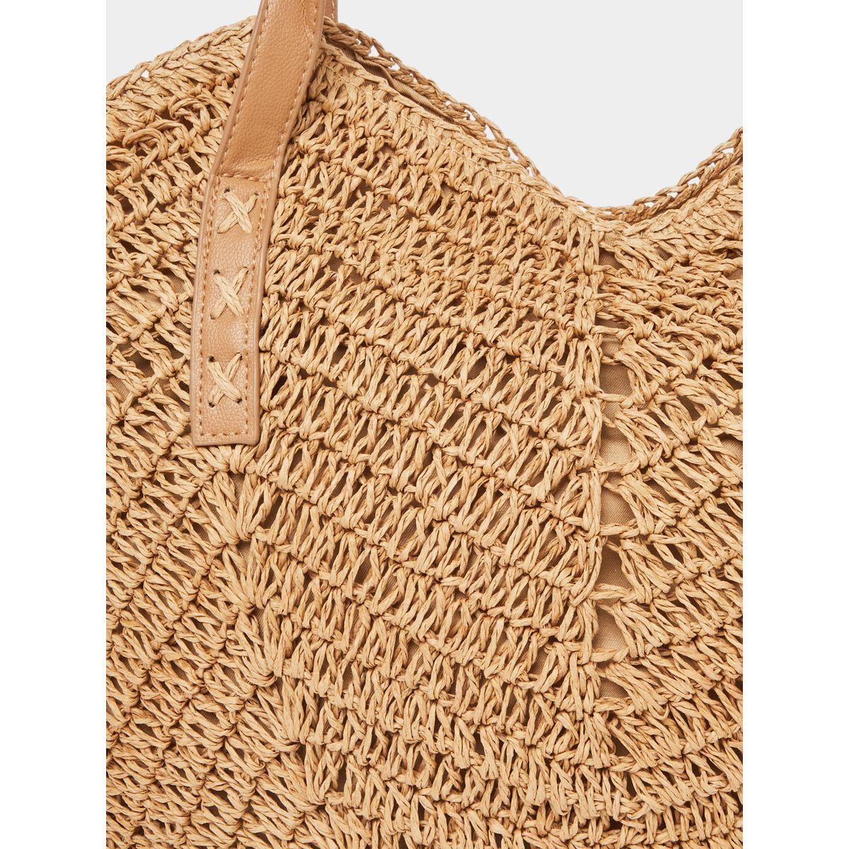 Styli Braided Straw Beach Shoulder Bag with Zip Closure-women-bagsandwallets-handbags-image-3