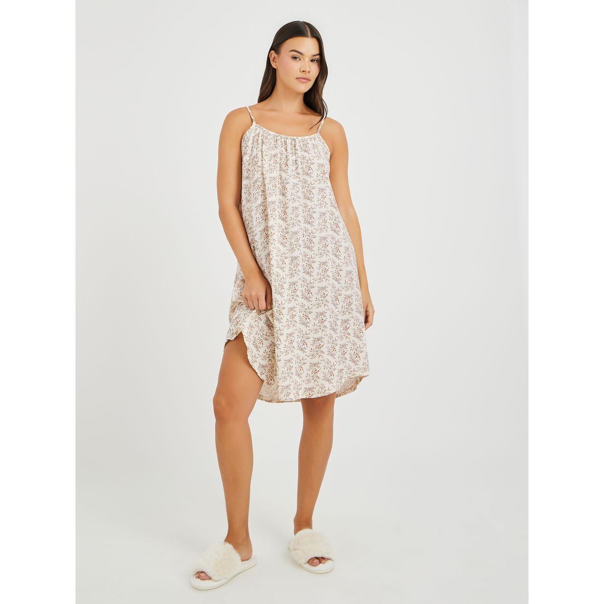 Styli Floral Print Cotton Gauze Slip Dress-women-clothing-nightwear-nighties-image-1