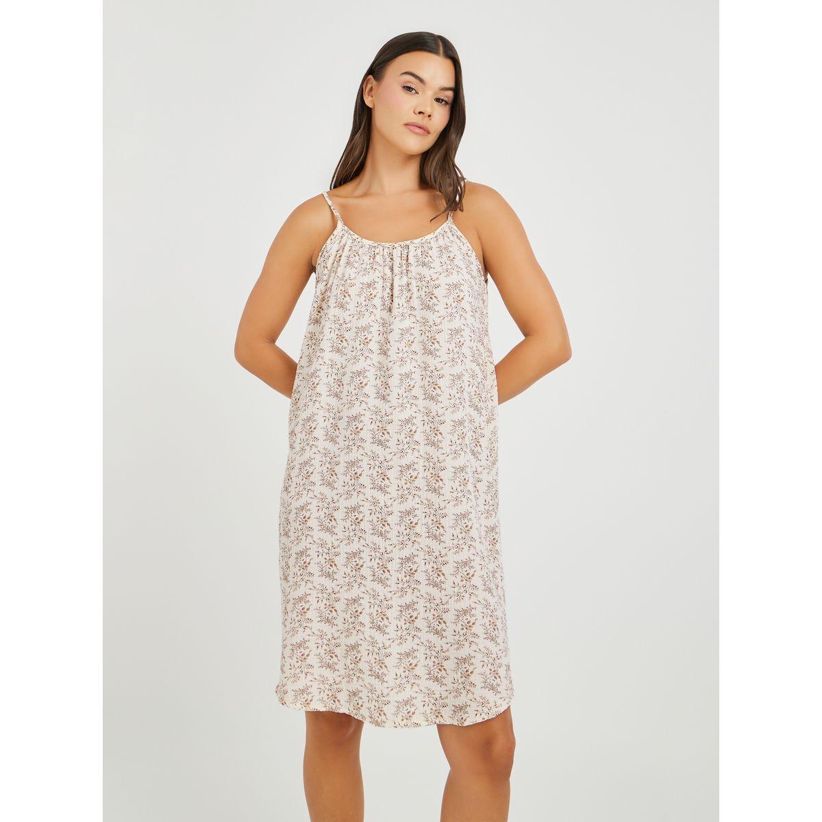 قميص نوم قطن مطبع بطبعة زهور-women-clothing-nightwear-nighties-image-2