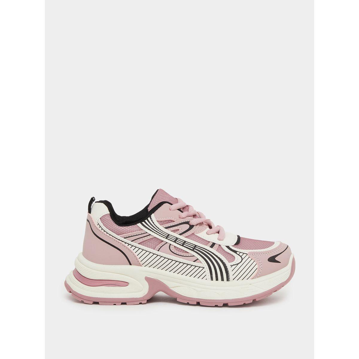 Styli Panelled Lace Up Chunky Sole Sneakers-women-shoes-sneakers-image-1
