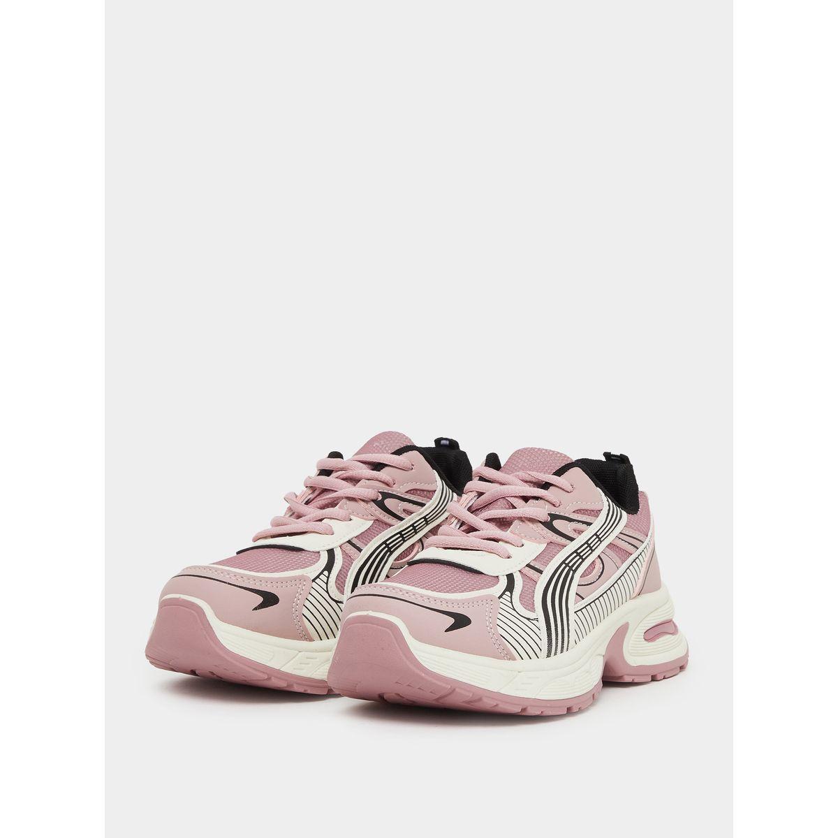 Styli Panelled Lace Up Chunky Sole Sneakers-women-shoes-sneakers-image-2