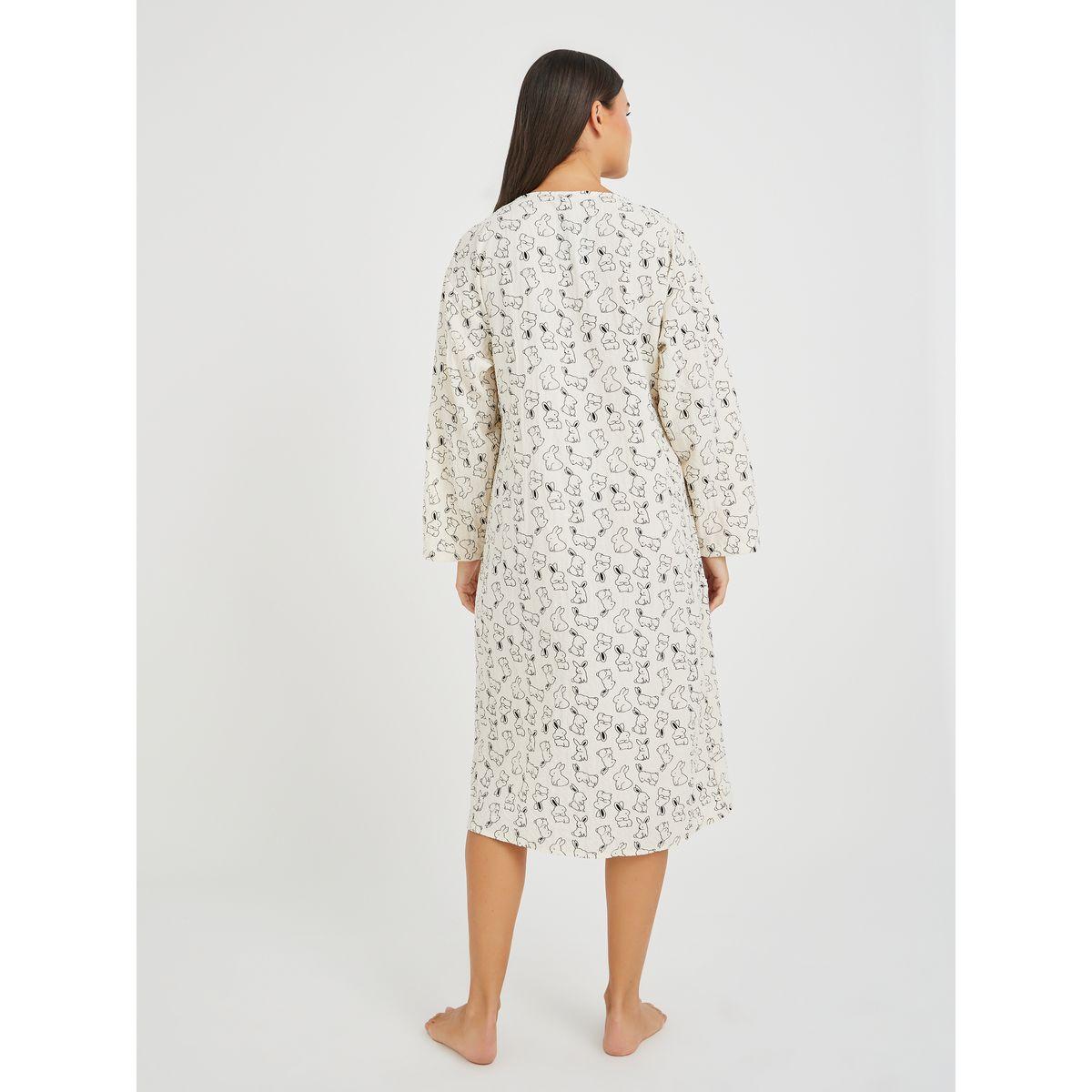 Styli All-Over Print Tie-Up Ruffled Detail Robe-women-clothing-nightwear-robes-image-4